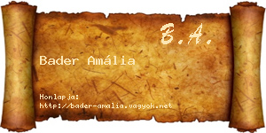 Bader Amália névjegykártya